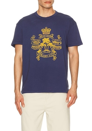 Polo Ralph Lauren Short Sleeve Uneven Jersey Rugby F.C. Graphic Printed T-Shirt in Dark Cobalt - Navy. Size L (also in M, S, XL/1X, XXL/2X).