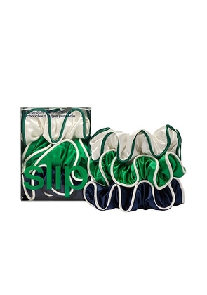 Slip Pure Silk Large Scrunchies Set Of 3 in Game Day - Green, Navy. Size all.