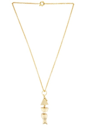 Timeless Pearly Fish Necklace in Multi - Metallic Gold. Size all.