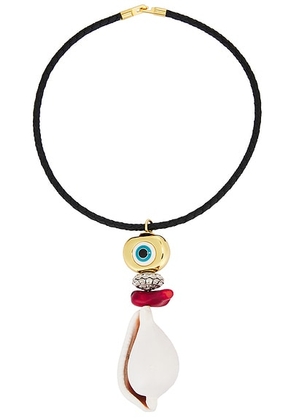 Timeless Pearly Evil Eye Conch Necklace in Multi - Black,White. Size all.