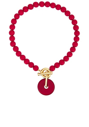 Timeless Pearly Beaded Pendant Necklace in Multi - Red. Size all.