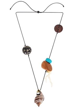 Timeless Pearly Charms And Shells Necklace in Multi - Brown,Black. Size all.