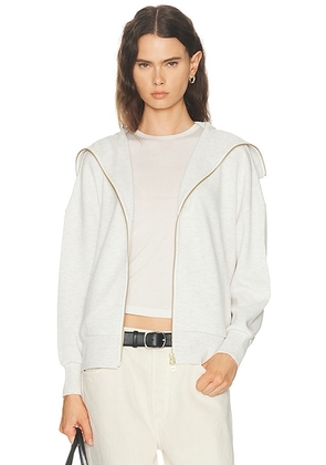 Varley Halley Zip Through Sweatshirt in Ivory Marl - Light Grey. Size L (also in M, S, XS).