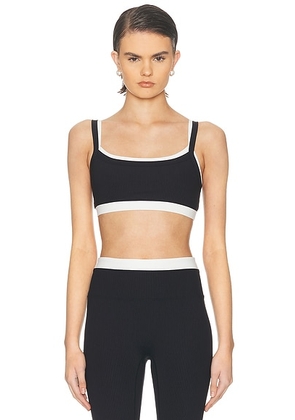 YEAR OF OURS Ribbed Layered Bralette in Black & White - Black. Size L (also in M, S, XS).