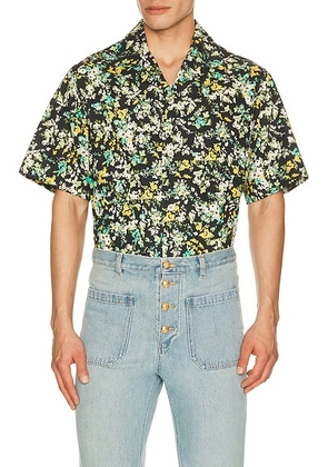 Valentino Camicia Bowling Shirt in Nero & Multicolor - Black. Size 48 (also in 46, 50, 52).