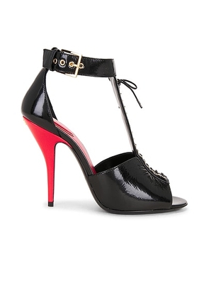 Valentino Garavani VG Bustier 105 Sandal in Nero & Coral Red - Black,Red. Size 36 (also in 36.5, 37, 37.5, 38, 38.5, 39, 39.5, 41).