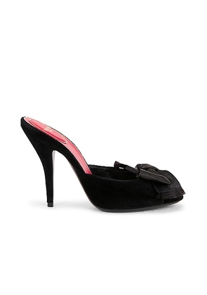 Valentino Garavani VG Marie Velluto Bow 105 Mule in Nero - Black. Size 36 (also in 37, 37.5, 38, 38.5, 39, 39.5, 40, 41).