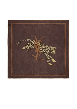 Saint Laurent Leopard Scarf in Dark Brown & Light Brown - Brown. Size all.