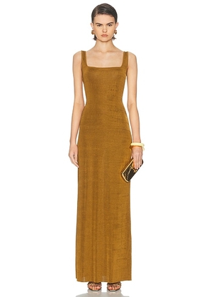 SEROYA Luna Dress in Ochre - Olive. Size L (also in M, S, XL, XS).
