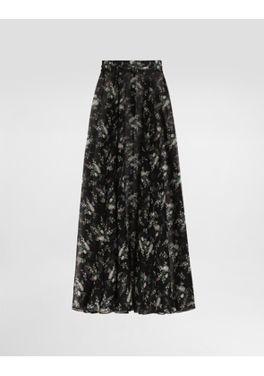 Dolce & Gabbana Chiffon Skirt With Rose And Small Flower Print - Woman Skirts Multicolor 44