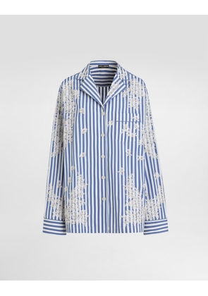 Dolce & Gabbana Cotton Shirt With Flowers And Lace Embroidery - Woman Shirts And Tops Multi-colored 40