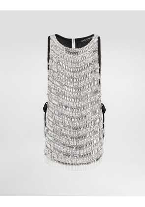 Dolce & Gabbana A-line Bib Dress With Swarovski Stones Embroidery - Woman Dresses Multi-colored 40