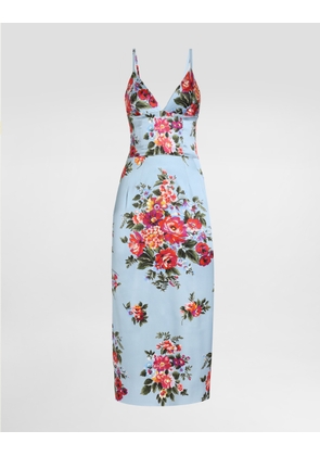 Dolce & Gabbana Flower Bouquet-print Satin Dress - Woman Dresses Multicolor 38
