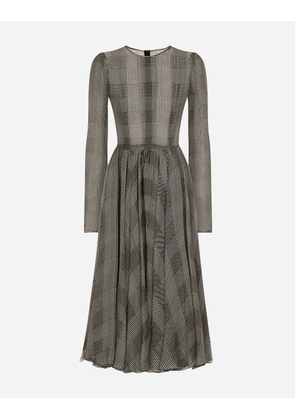 Dolce & Gabbana Chiffon Calf-length Circle Skirt With Glen Plaid Print - Woman Dresses Multicolor 38