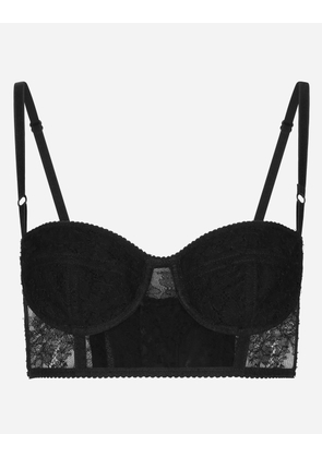 Dolce & Gabbana Lace Balconette Corset With Straps - Woman Underwear Black Lace 3