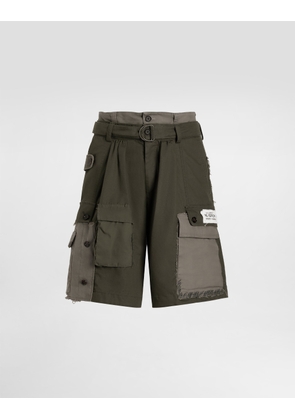 Dolce & Gabbana Treated Cotton Bermuda Shorts - Man Pants And Shorts Grey 46