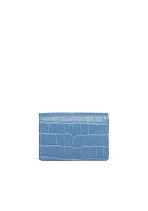 Smythson Folded Card Case With Snap Closure In Mara In Nile Blue