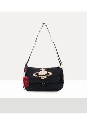 Vivienne Westwood Lucky Halfmoon Crochet Bag Cotton Yarn Black-red-orb