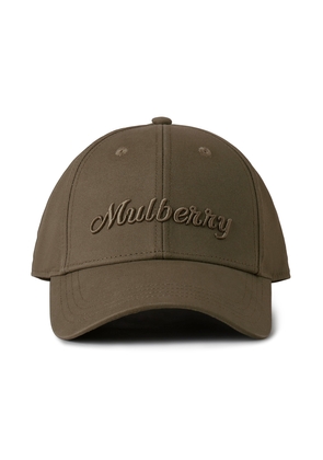 Mulberry Women's Logo Embroidered Baseball Cap Linen Green