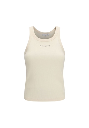 Maison Kitsuné Beige Cotton Sleeveles T-Shirt - L
