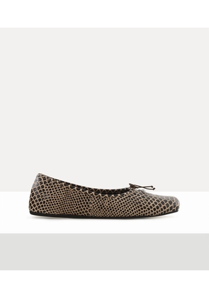 Vivienne Westwood Brigitte Ballerina Shoe Snake-effect Leather Beige 4-37 Women