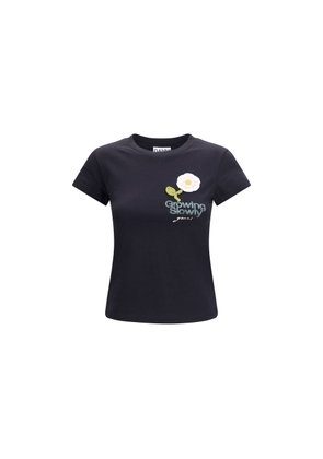 Ganni Black Cotton T-Shirt - L