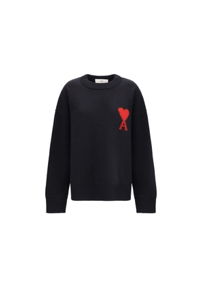 Ami Paris Black Fleece Wool Sweatshirt - L