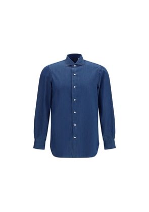 Finamore Blue Cotton Shirt - 38