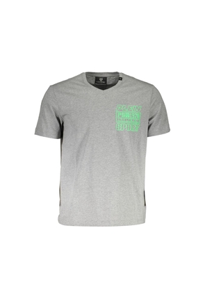 Plein Sport Grey Cotton Men T-Shirt - XL