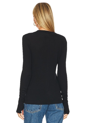 Enza Costa Cashmere Easy Cuffed U Top in Black. Size S. Also in XS, M, L, XL.