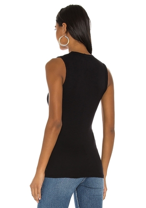 Enza Costa Supima Sleeveless U Tank in Black. Size S. Also in M, XL, XS.