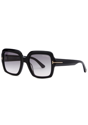 Tom Ford Kaya Square-frame Sunglasses, Sunglasses, Black, Square Frame, Acetate, Designer Engraved Lenses, 100% UV Protection - One Size