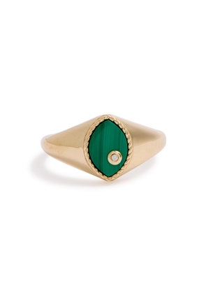 Yvonne Leon Baby Chevalière Marquise 9kt Gold Pinky Ring - Green - 46 (UK H 1/2)
