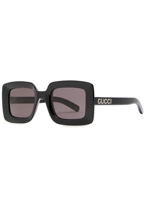 Gucci Eyewear Oversized Square-frame Designer Sunglasses Black & Grey - One Size