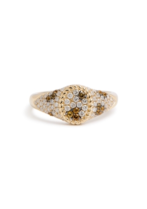 Yvonne Leon Baby Chevalière Ovale Léopard 9kt Gold Signet Ring - 46 (UK H 1/2)