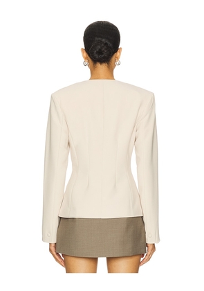 ALL THE WAYS Elizabeth Deep V Blazer in Nude. Size XL. Also in XS, XXS.