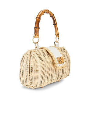 BTB Los Angeles Mason Bamboo Clutch in Cream.