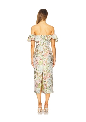 ELLIATT Calaantha Midi Dress in Blush, Green. Size M. Also in XS.