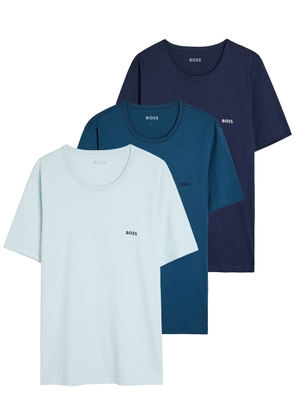 Boss Classic Logo-embroidered Cotton T-shirt - set of Three - Blue - L