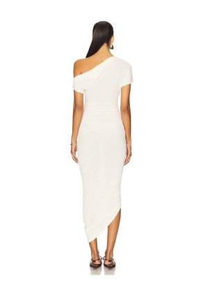EAVES Lian Twist Midi Dress in Ivory. Size L. Also in S, XL.