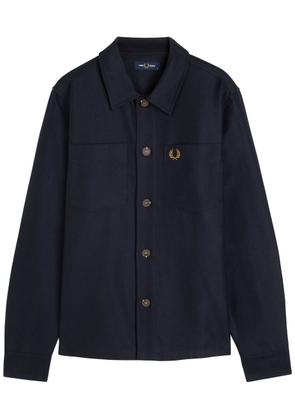 Fred Perry Logo-embroidered Brushed-twill Overshirt - Navy - L
