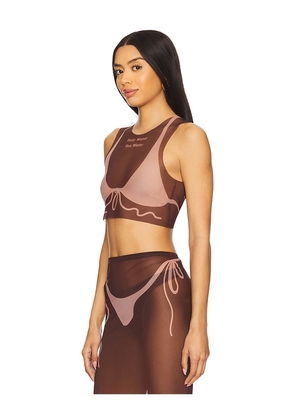 Di Petsa Tan Lines Mesh Crop Top in Brown. Size S. Also in XS.