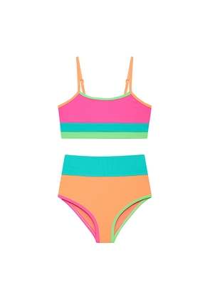 BEACH RIOT Little Eva & Emmy Swim Set in Pink, Orange. Size 2. Also in 3/4, 5/6.