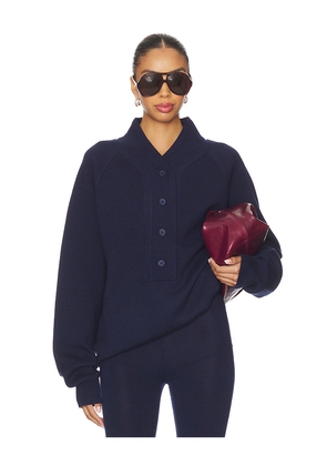 Aya Muse Knit Henley Sweater in Navy. Size M. Also in L.