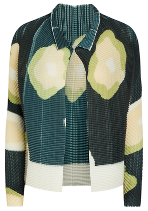 Issey Miyake Printed Pleated Woven Cardigan - Black - 2