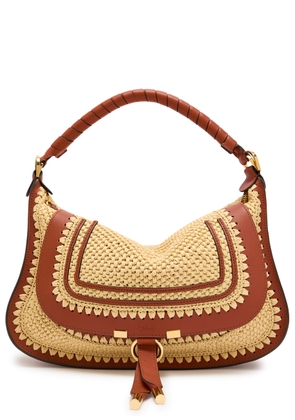 Chloe Marcie Leather and Raffia Shoulder bag - Brown - One Size