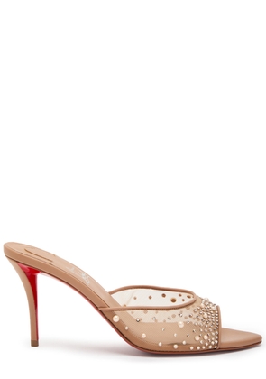 Christian Louboutin Miss Z 80 Embellished Mesh and Leather Mules - Nude - 39 (IT39 / UK6)