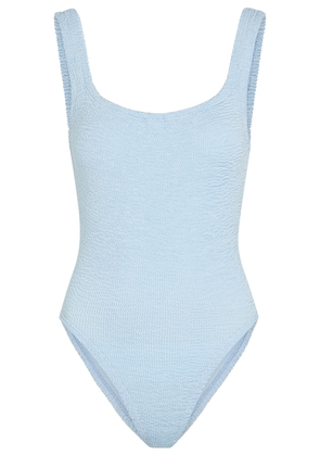 Hunza G Square-neck Crinkle Swimsuit - Light Blue - One Size