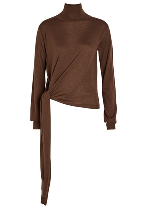 Rohe Tied Sleeve Detail Wool and Silk-blend Jumper - Brown - 36 (UK8 / S)