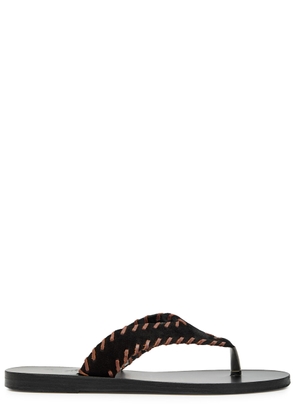 Ancient Greek Sandals Charys Whipstitch Suede Flip Flops - Black - 36 (IT36/ UK3)